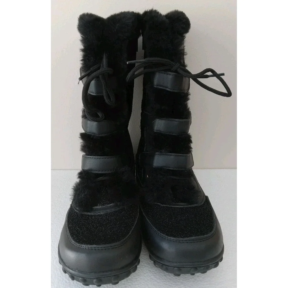 U.S. Polo Assn. Black Kids Girls Youth Winter Snow Boots Size 3Y width M